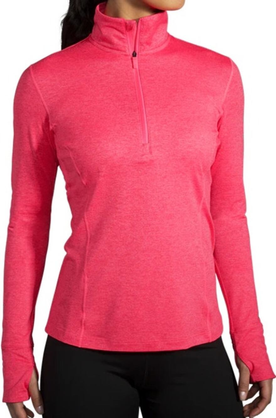 Brooks Dash 1/4 Zip Running Shirt UPF 45 DriLayer Wicking Thumb Holes Pink M